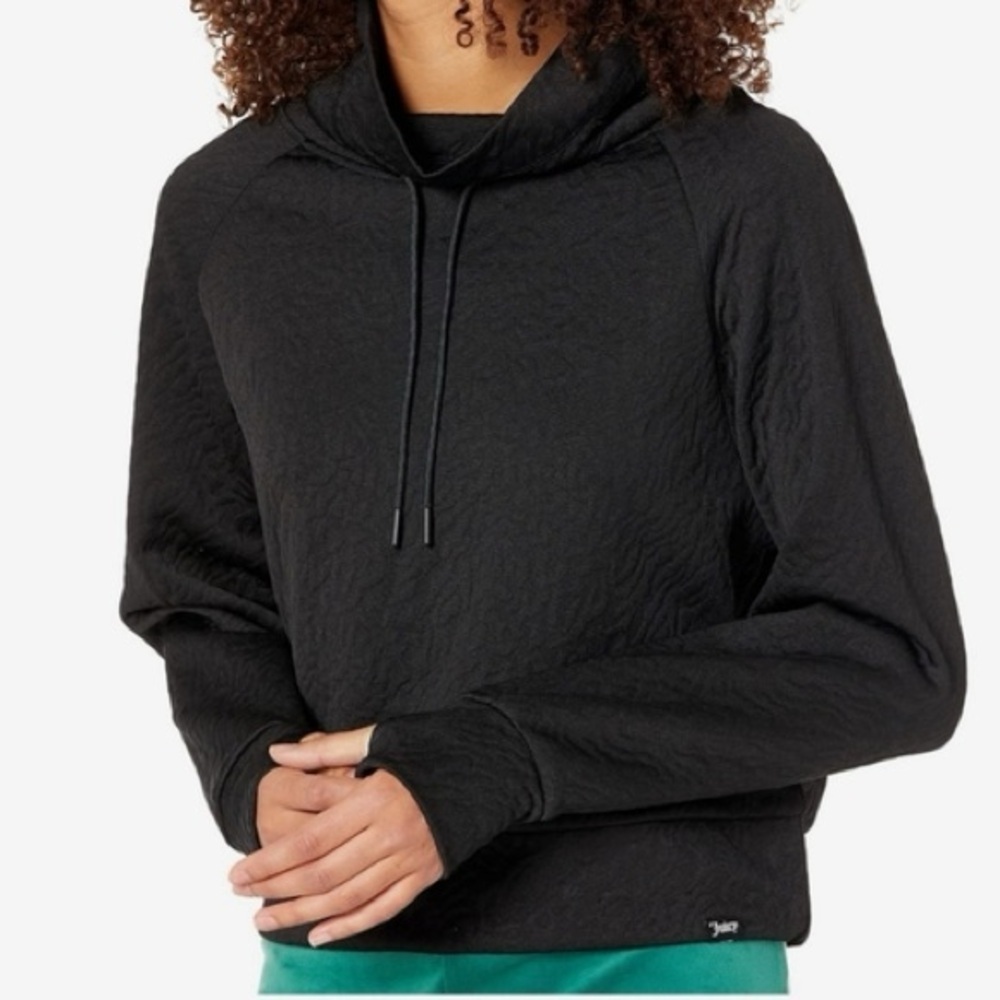 Juicy Couture Black Quilted Cropped Hoodie